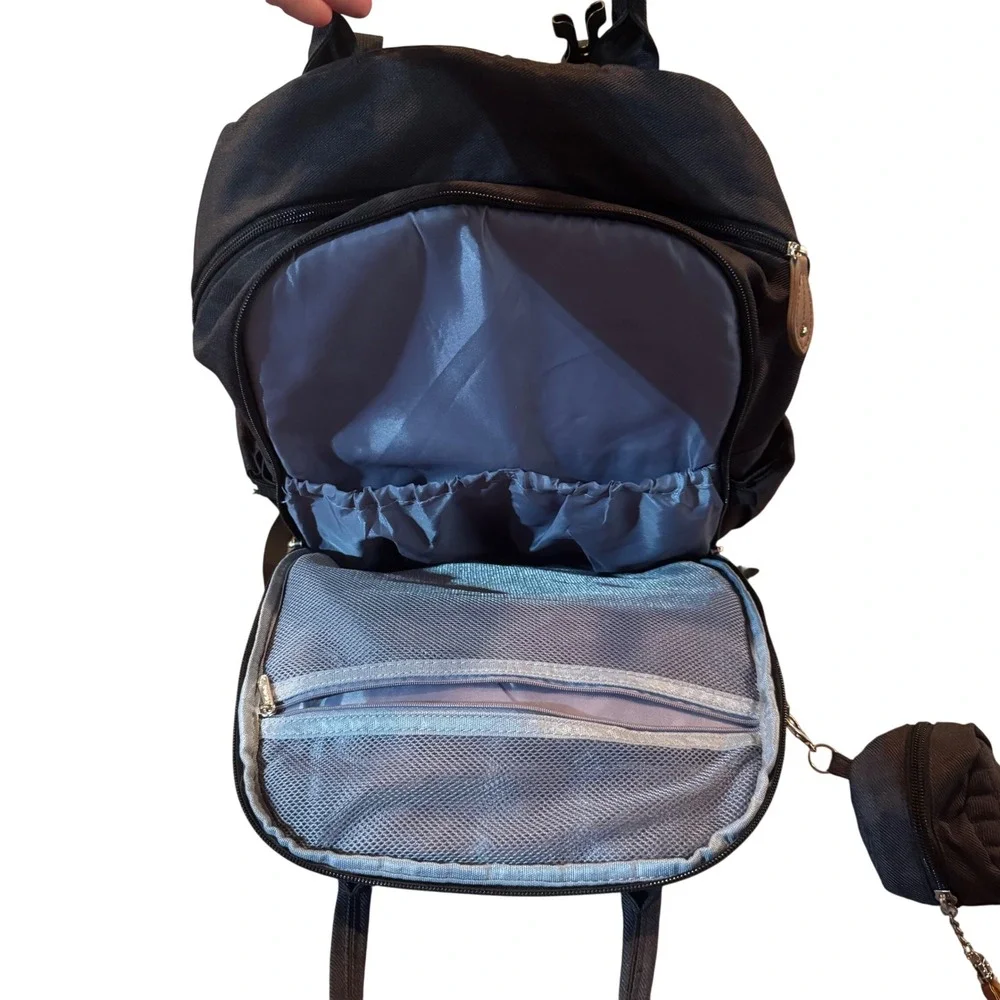 Dikaslon Black Diaper Bag Backpack With Pacifier Case & Stroller Straps